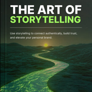 Cover art for The Art of Storytelling eBook, featuring a winding, illuminated river flowing through a dark landscape toward a sunset.